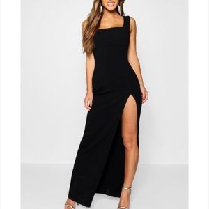simple black gown with split